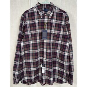 NWT Mens XL Ralph Lauren Long Sleeve Button Down Plaid Shirt 100% Cotton Oxford